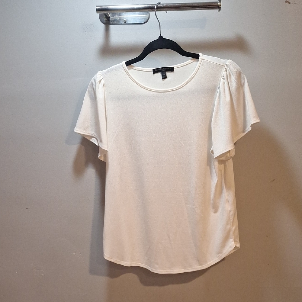 Banana Republic Cream Flutter Sleeve Blouse
